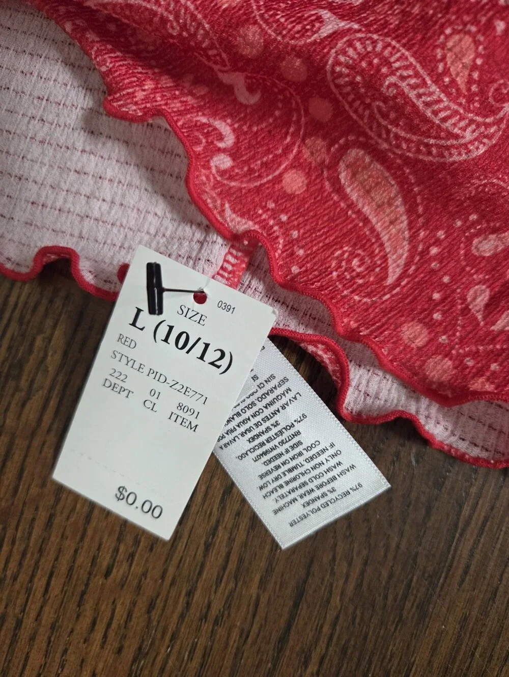 New Art Class Girls Large 10/12 Red Paisley Swim Coverup